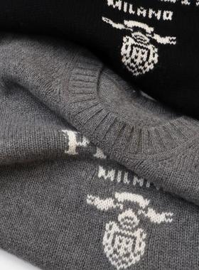 买手店专柜必入~GAO级温柔 撞色字母提花套头针织衫毛衣女秋冬