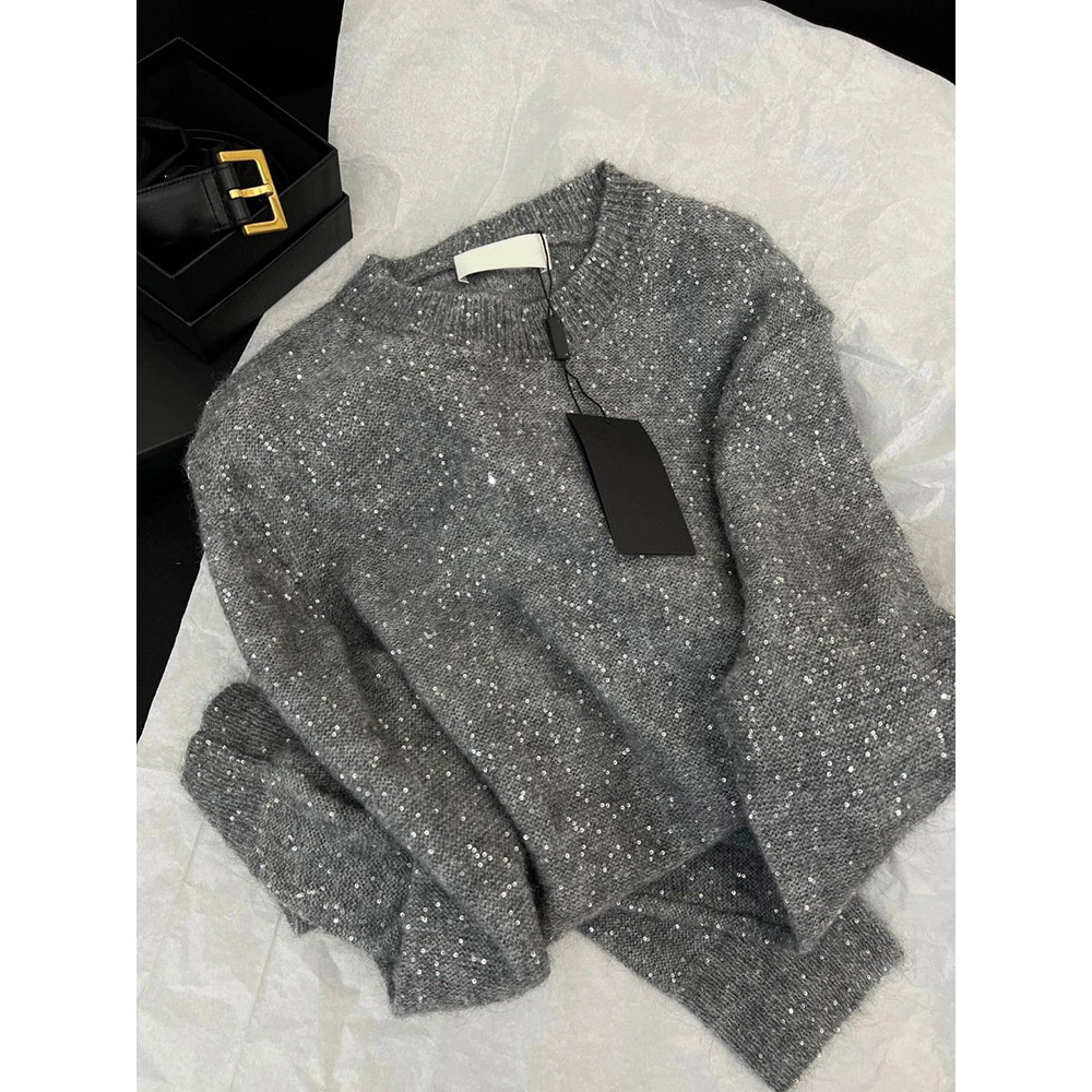 (现货)设计感满天星针织衫毛衣女秋季2024新款高级感独特洋气亮片