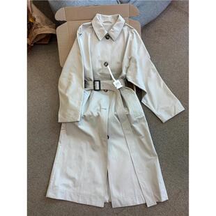 怒推 卡其色长款 风衣女秋季 气质腰带收腰单排扣外套 外贸单品质