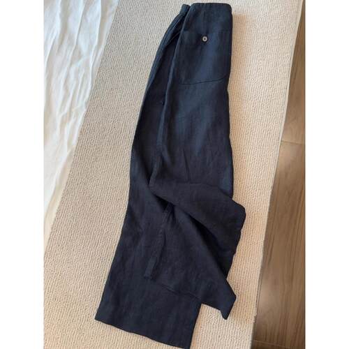 真的太赞了！亚麻长裤女夏季老钱风宽松直筒阔腿小个子松紧腰裤子