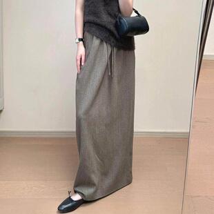 韩系百搭抽绳设计长裙女2026春季 超显比例高级感知性风半身裙 新款