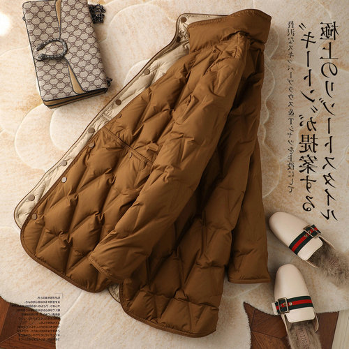 品牌折扣商场外贸女装清仓中长款进口95鹅绒轻薄羽绒服女