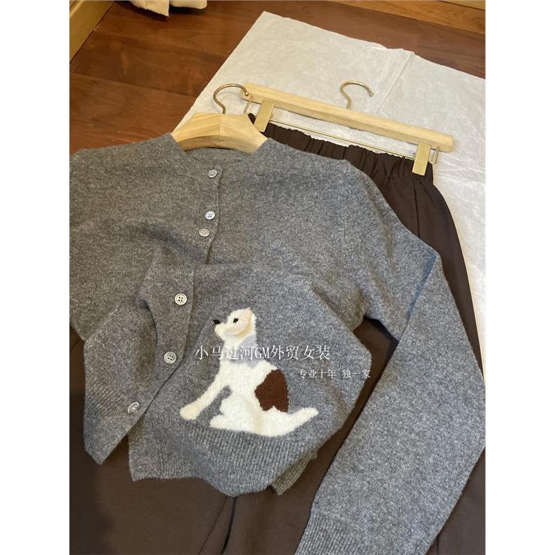 怒推！！丝毫不显单调，好质感~趣味减龄小狗提花羊绒羊毛针织衫