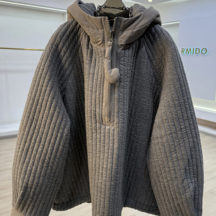 怒推 休闲宽松洋气棉衣 韩系超好看夹棉连帽短外套女2025秋冬新款