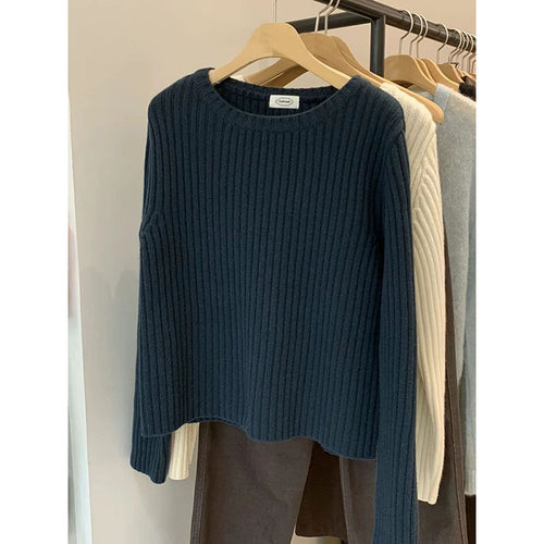 现货【穿上才知道有多好】坑条设计针织衫女秋冬季高级感软糯毛衣