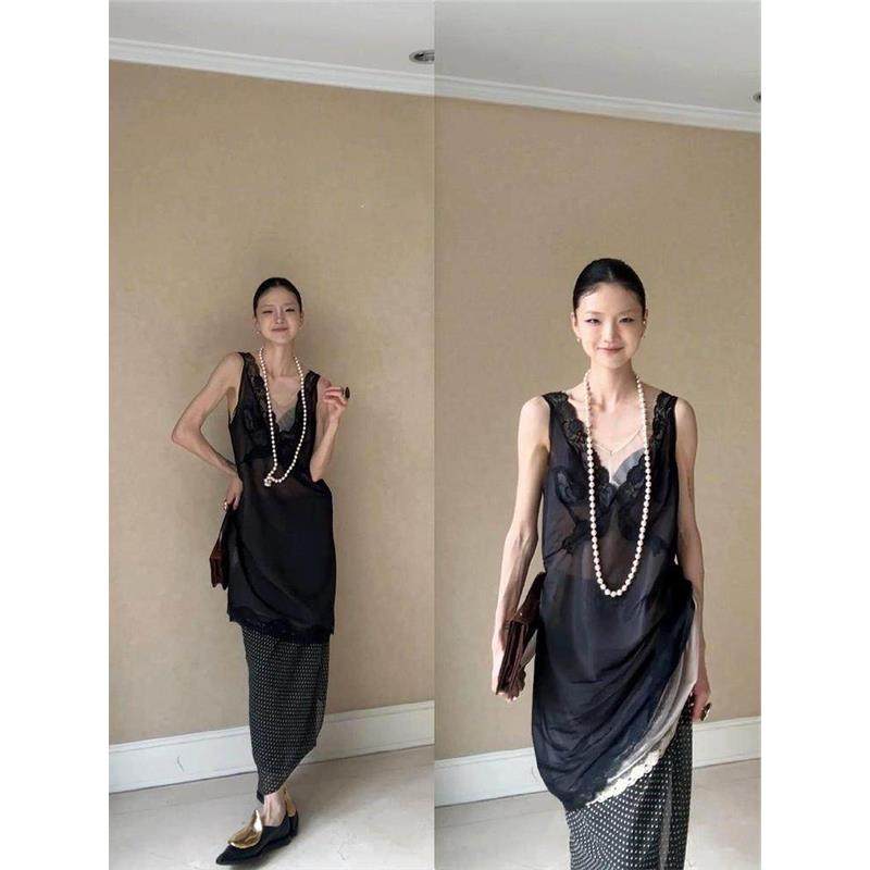 欧货纯欲风气质重工刺绣蕾丝边黑色吊带波点半身裙风情万种的套装,女装/女士精品,大码套装,淘宝优惠券,粉丝福利购,淘宝优惠卷