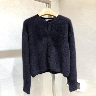 牛X货 巨炸裂！短款水貂绒针织开衫女秋冬新款名媛小香风宽松毛衣