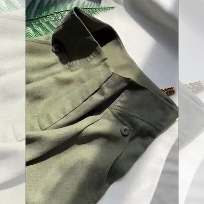 深圳南油高端货~亚麻阔腿裤今年流行爆款高腰直筒宽松休闲裤子女