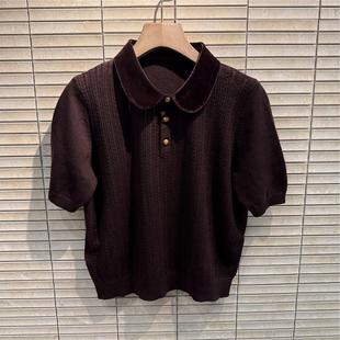 丝绒POLO领短袖 欧货精品时尚 针织上衣女 2025秋冬新款 CHAO级推荐