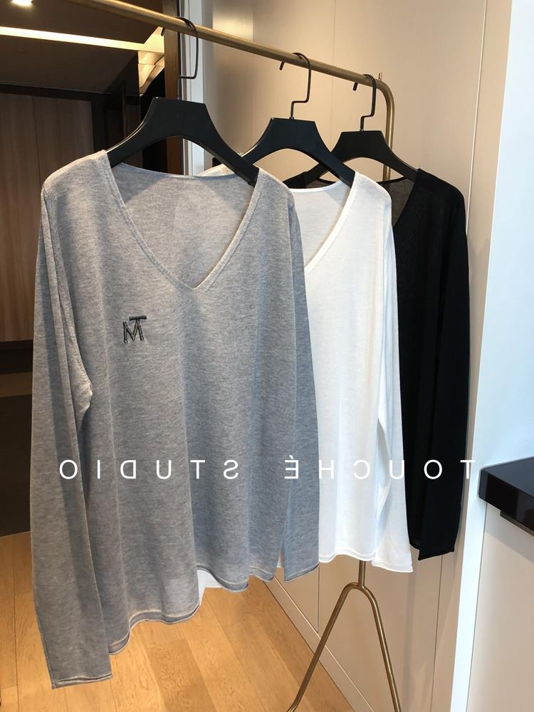 品牌专柜高端女装外贸CHAO级！高级感基础羊毛三色轻薄针织防晒衫