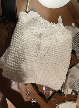 品牌折扣商场外贸出口女装清仓属于镂空的性感美纯手工钩花针织衫