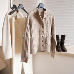 【重磅羊绒系列】100%高克重山羊绒 复古老钱双色门襟针织衫外套