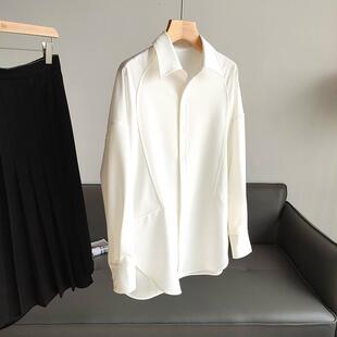 品牌折扣商场外贸女装清仓立体裁剪不规则宽松廓形气质白色衬衣女