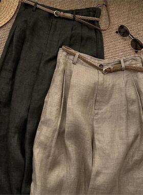 2025年夏新款时尚百搭高腰显瘦直筒裤女宽松休闲阔腿长裤子