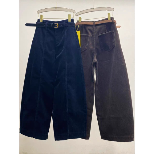 灯芯绒弯刀休闲裤女2025冬季韩系立体感宽松加绒加厚直筒阔腿长裤