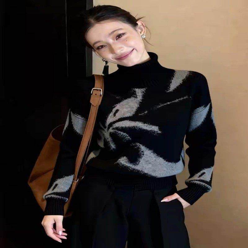 牛X货 巨炸裂！百搭黑色高领套头毛衣女慵懒风宽松百搭针织衫上衣,女装/女士精品,大码内搭,淘宝优惠券,粉丝福利购,淘宝优惠卷