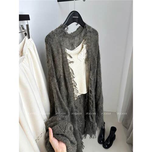 2026新款流苏毛边设计感小众针织开衫女气质百搭高级感披肩外套