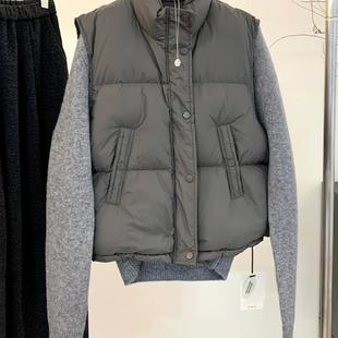 CHAO级推荐！超好看灰色羽绒马甲女款2024冬季新款外穿小立领背心