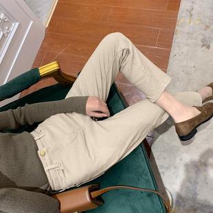 挚爱推荐!牛仔烟管裤女春秋冬薄绒小个子九分窄版加绒法棍直筒裤