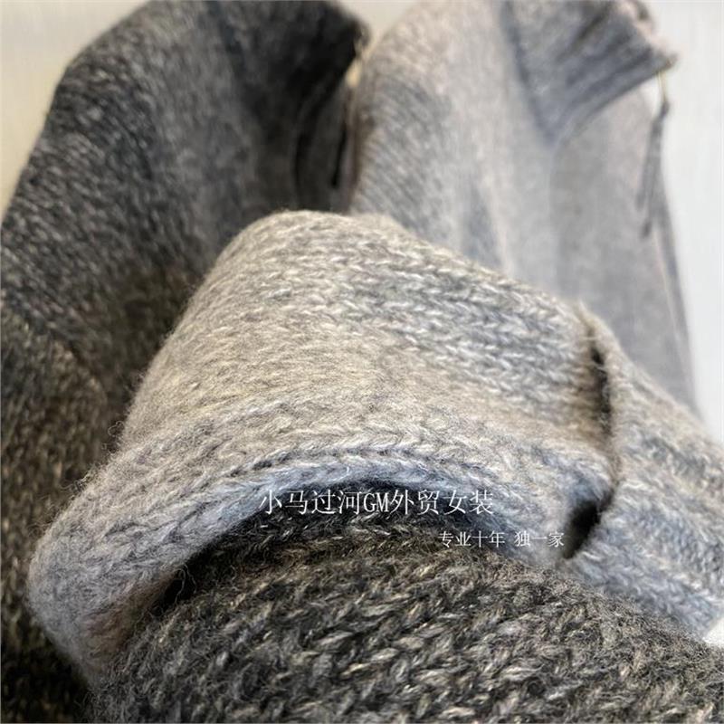 掌柜自留！！纯元纱线~秋冬重磅花纱叠穿立领半拉链厚实针织毛衣