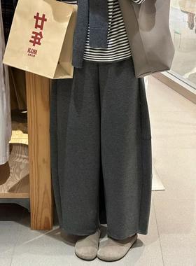 今年流行灰色弯刀奶皮裤女秋款小个子糯米镰刀休闲大码九分阔腿裤