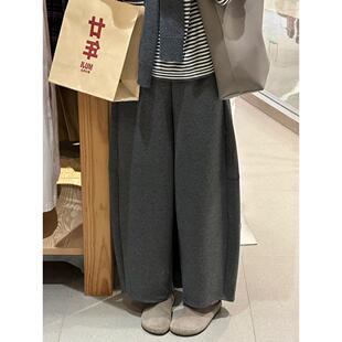 今年流行灰色弯刀奶皮裤女秋款小个子糯米镰刀休闲大码九分阔腿裤