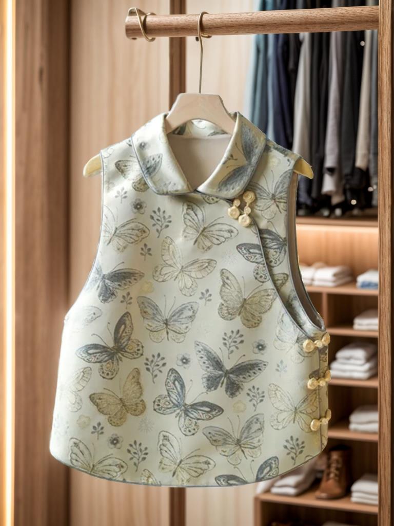 品牌折扣专柜高端外贸出口新中式宋锦马甲气质坎肩国风唐装上衣女