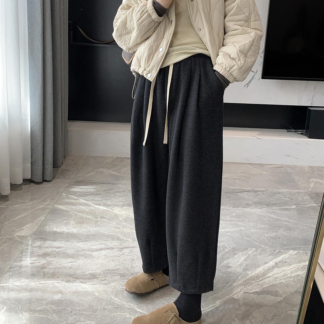 2024新款厚实萝卜奶奶九分裤子冬季新抽绳宽松显瘦日系哈伦裤女