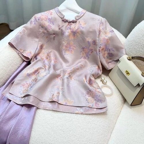 本期重磅推荐~新中式国风提花短袖上衣女夏季新款高级感独特衬衣