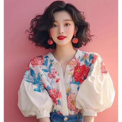 2026超火法式独特漂亮白色圆领掐腰衬衫女上衣高级感轻奢减龄洋气