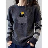 牛X货 巨炸裂 黑灰色假两件套头毛衣女秋冬韩系穿搭慵懒针织上衣