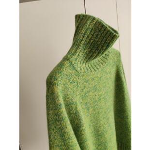 高领长袖 欧货花纱绿色毛衣女秋冬2025新款 针织上衣 巨炸裂 牛X货