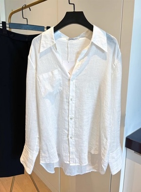 白色棉麻防晒衬衫女夏独特漂亮苎麻衬衣轻奢高级感小个子亚麻外套