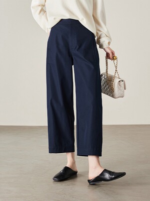 品牌专柜高端女装外贸真丝九分直筒镰刀阔腿裤高腰宽松休闲裤子