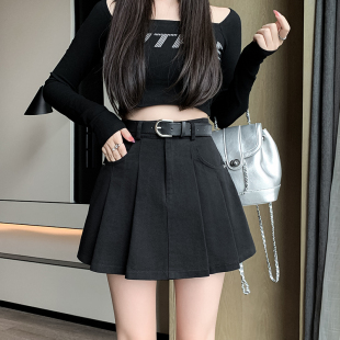 显瘦高腰A字裤 被惊艳到了 女修身 裙裤 裙春秋 洗水棉压褶口袋短款