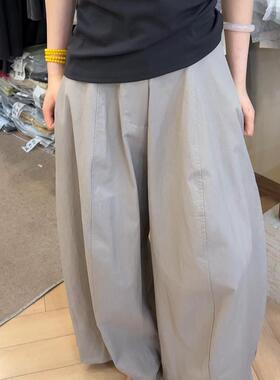 牛X货 巨炸裂！灰色天丝阔腿裤女夏季新款慵懒风宽松直筒休闲长裤