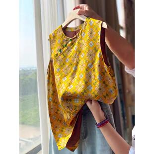 新中式 2026新款 百搭无袖 休闲上衣 国风复古盘扣设计感提花显瘦衬衫