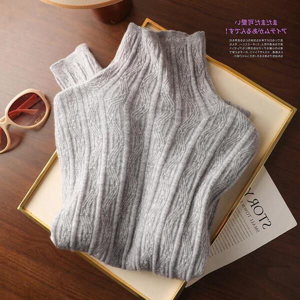 气质时尚 品牌折扣专柜外贸女装 山羊绒打底针织衫 女冬季 内搭毛衣