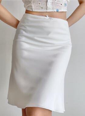 牛X货 巨炸裂！欧美风白色垂顺半身裙女夏季修身鱼尾裙a字短裙子