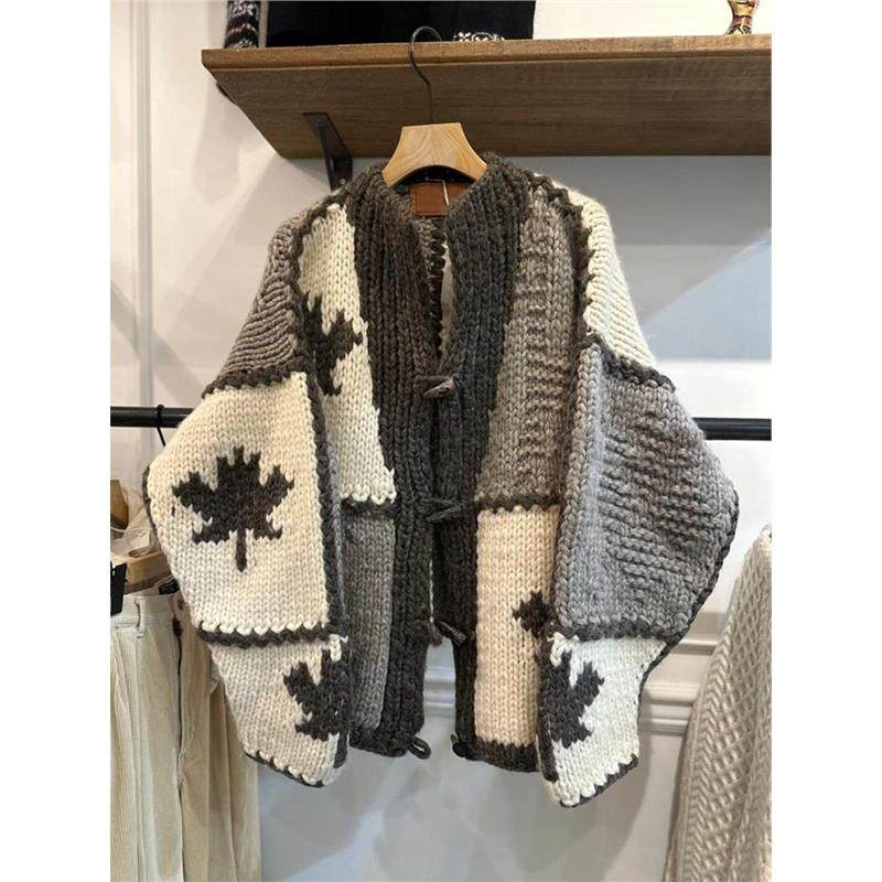 复古撞色费尔岛毛衣女早春2025新款时尚慵懒百搭加厚保暖针织外套