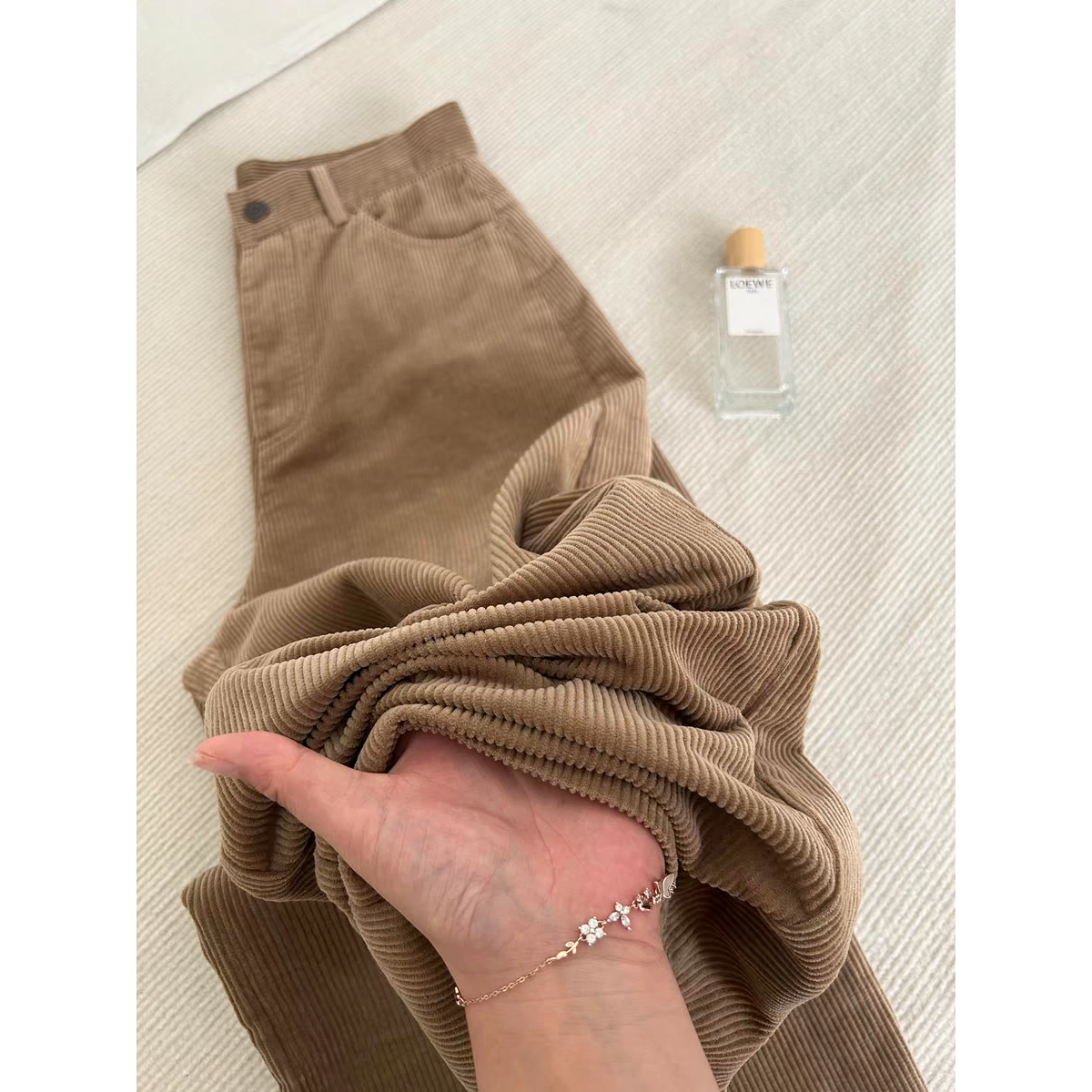 原物推荐！梨形身材本命裤~卡其色复古灯芯绒裤直筒显瘦遮胯裤子