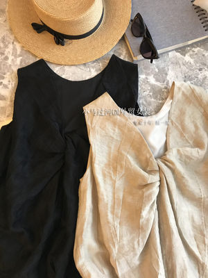 行走的妖精，只有穿过才会懂！天然亚麻折纸感后背扭结背心连衣裙