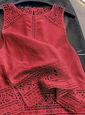 chao级推荐！复古气质减龄红色无袖上衣百搭显瘦外穿吊带背心女