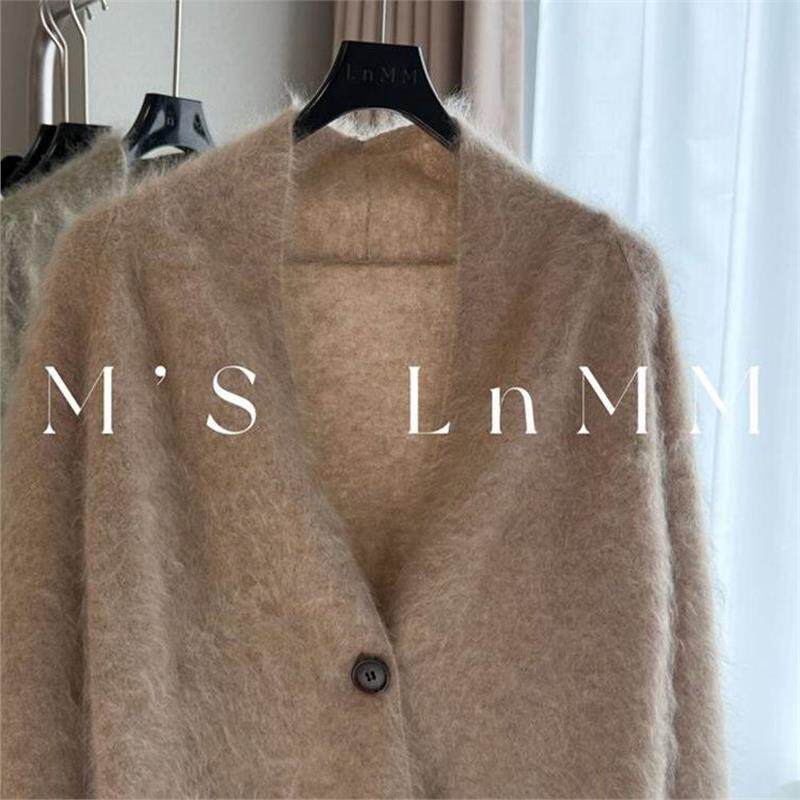 CHAO级推荐！欧货高端V领驼色拉绒毛衣女冬季慵懒风加厚保暖外套