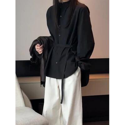 韩系ins轻奢黑色漂亮秋款上衣设计感小众女2025新款轻熟法式小衫