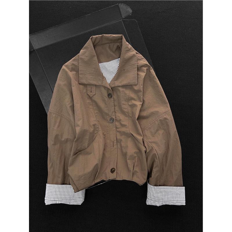 挚爱推荐！巴恩风咖色速干翻领外套女25秋季新款宽松挺括短款风衣