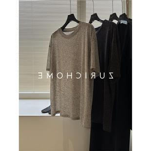 怒推 T恤上衣女 外贸单品质 颗粒感宽松花纱点点含麻圆领短袖