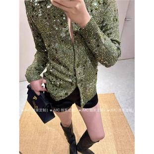 正确版】 深圳南油25春秋复古重工彩纱亮片针织开衫