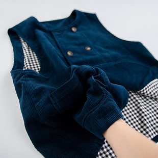 品牌折扣专柜商场外贸女装 清仓马甲水洗纯棉灯芯绒背心马夹外套女