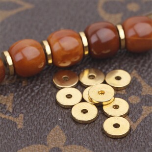 24k包金直切隔片文玩手串金色铜垫片猴头金刚星月菩提diy配饰